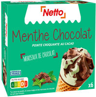 Cône menthe - chocolat (G) sauce au chocolat et morceaux de chocolat x6 - 120mL
