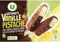 Bâtonnets glacés vanille pistache 10 unités, 370g