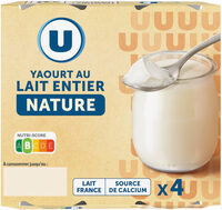 Yaourt nature au lait entier pot en verre 4x125g