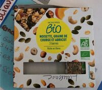 Noisette, graine de courge et abricot, 3 barres