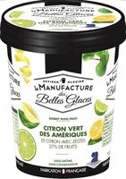 Sorbet plein fruit au citron vert et au citron avec zestes citron confits