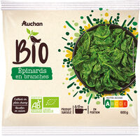 Epinards en branches en portions issus de l'agriculture biologiqueproduit surgelé