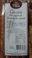 Gressins avec graines de sésame, lin, pavot