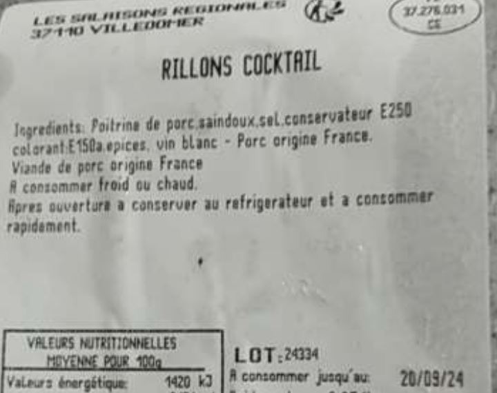 Photo du produit rappelé