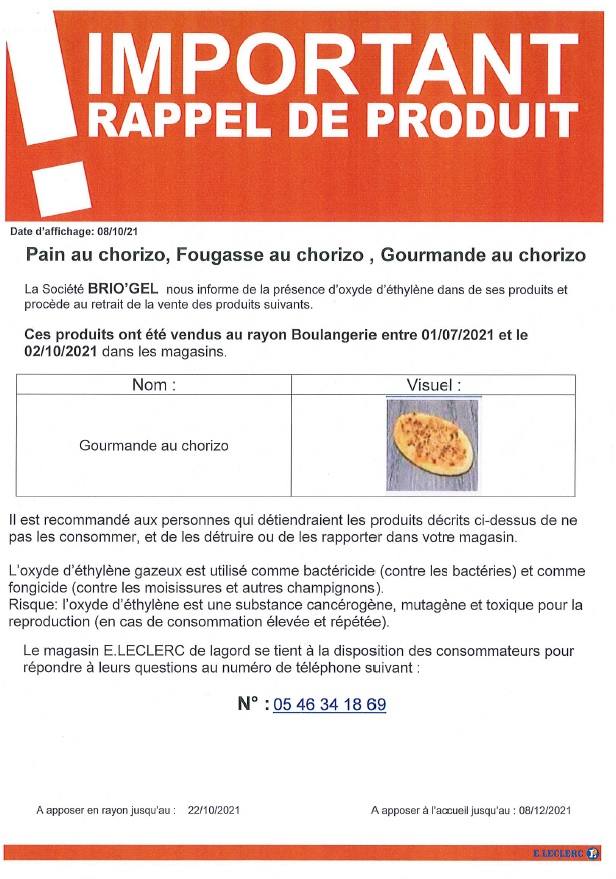 Photo du produit rappelé